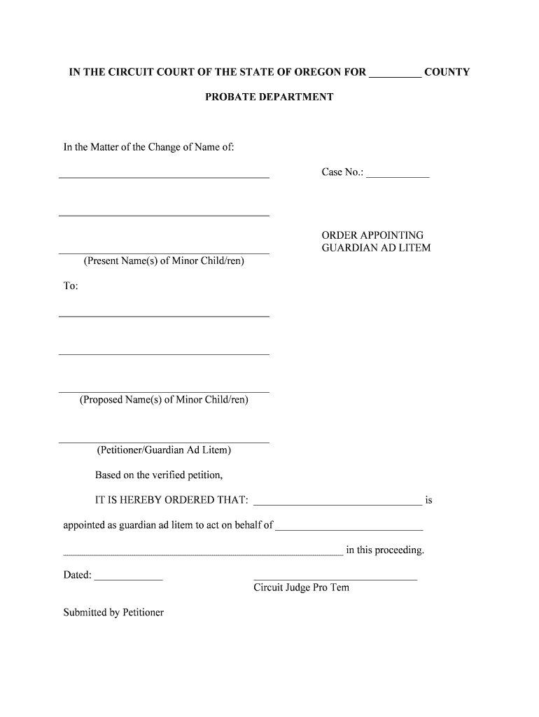 Get and Sign Proposed Names of Minor Children  Form