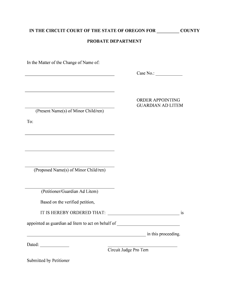 Proposed Names of Minor Children  Form