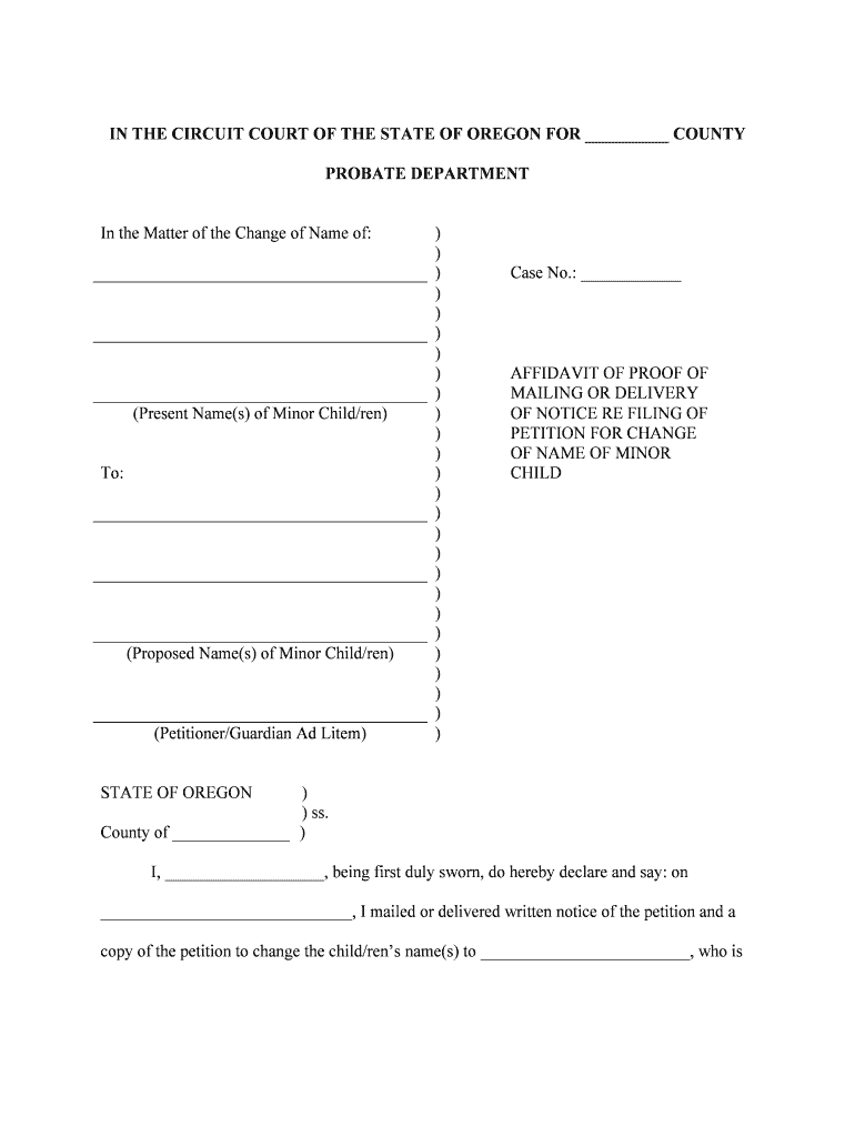 AFFIDAVIT of PROOF of  Form