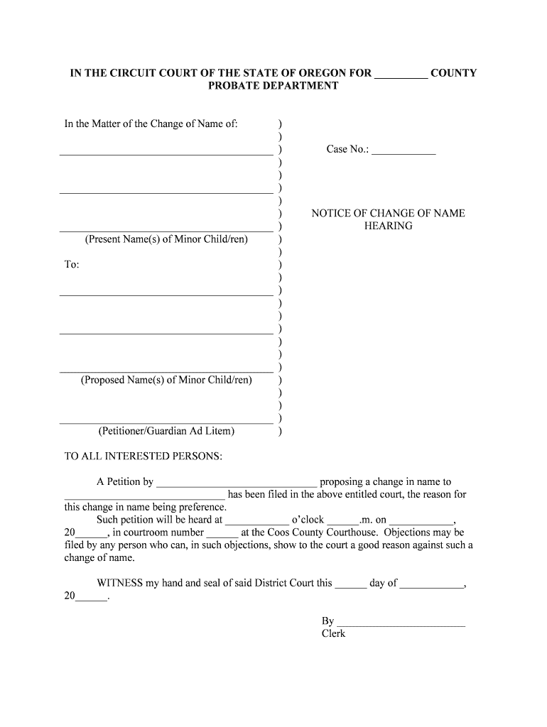 A Petition by Proposing a Change in Name to  Form