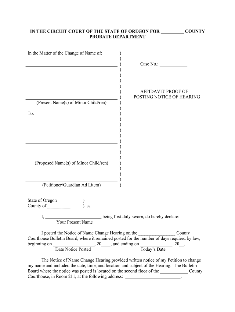 AFFIDAVIT PROOF of  Form