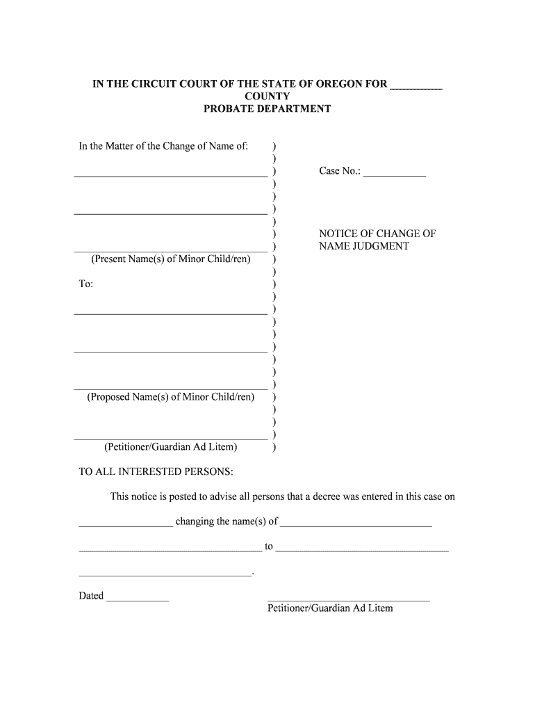 NAME JUDGMENT  Form