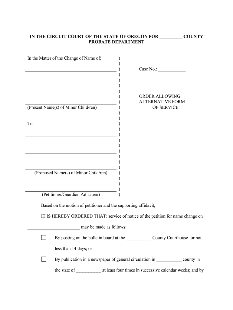 ORDER ALLOWING  Form