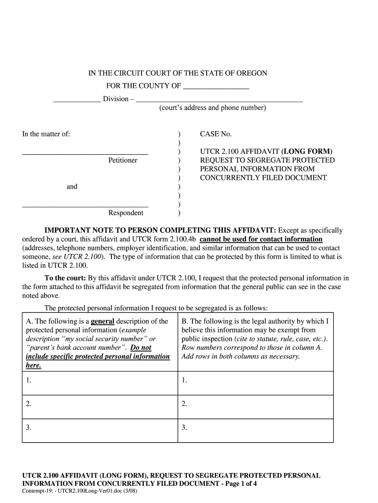 100 AFFIDAVIT LONG FORM