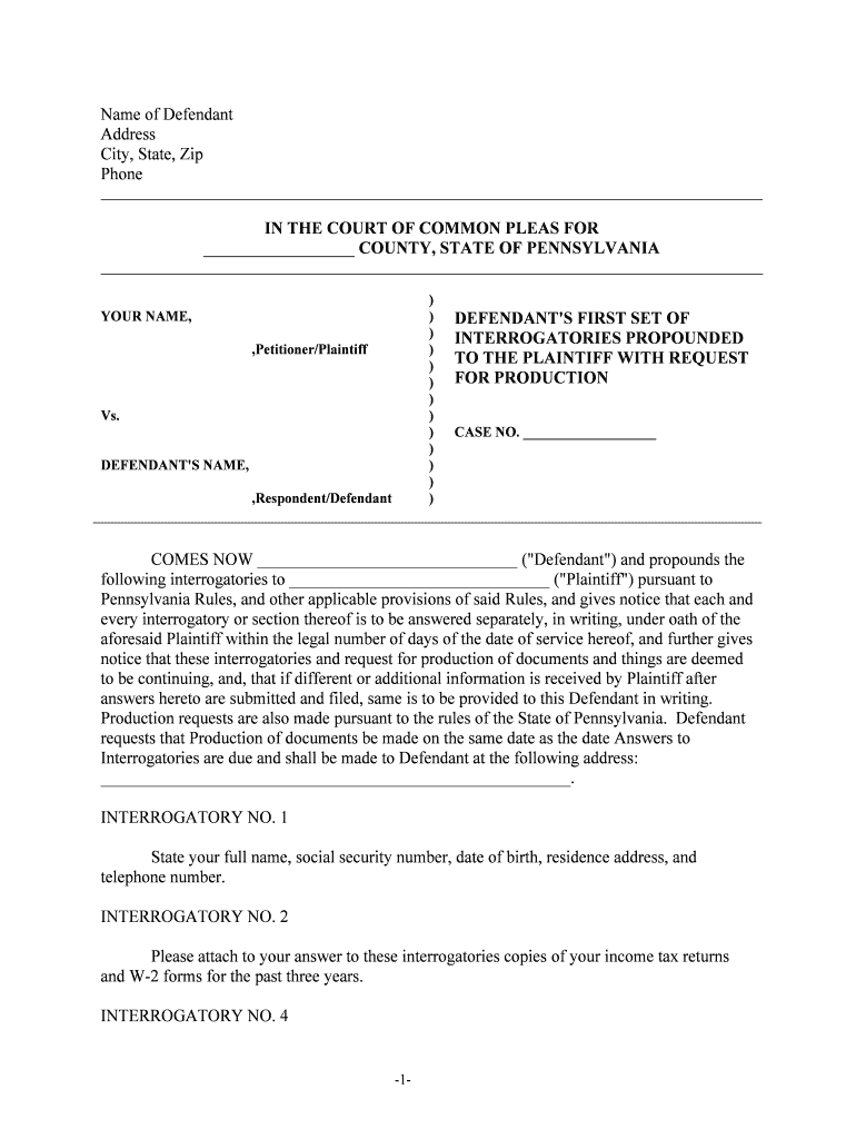 Complaint for Custody Pike County Court of Common Pleas  Form