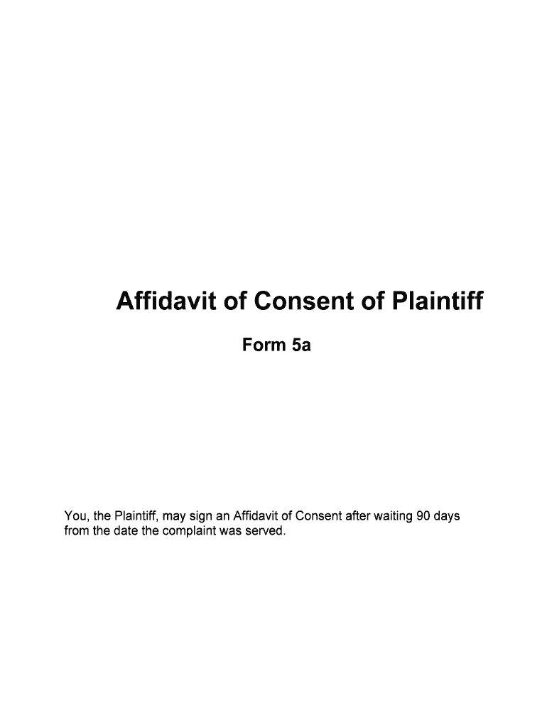 Affidavit of Consent of Plaintiff  Form
