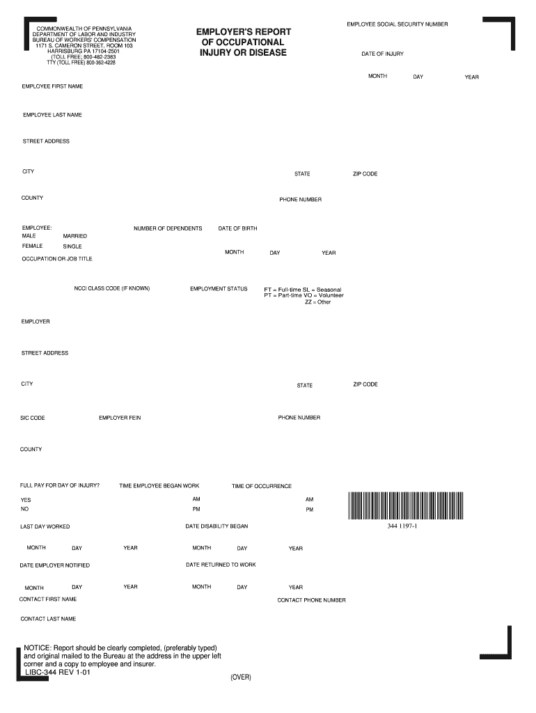 Employer's Report of Occupational Injury or AIG Com  Form