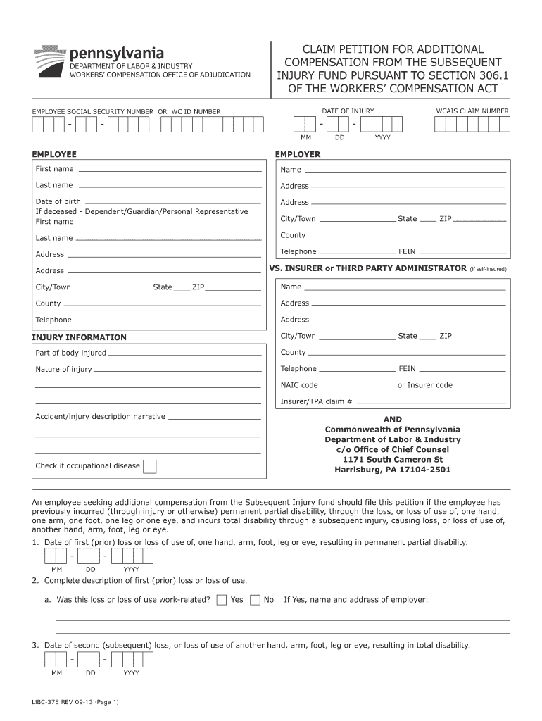Pennsylvania Workers Compensation and Workplace Safety  Form