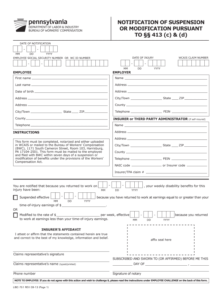 Notification of Suspension or Modification Pursuant to  Form