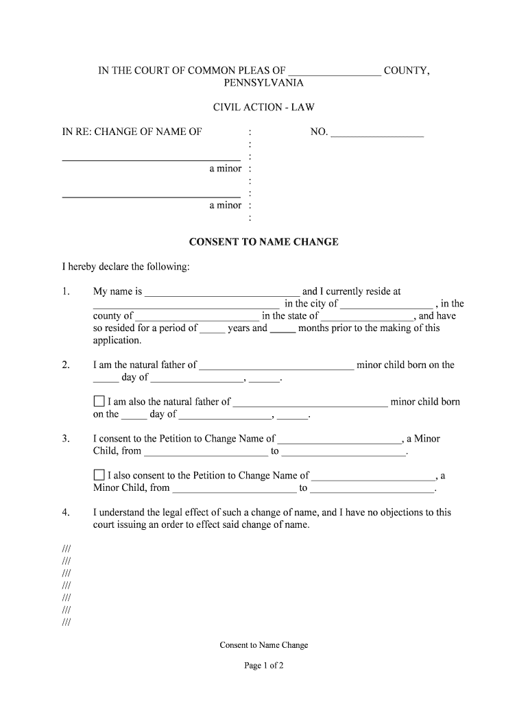 CONSENT to NAME CHANGE  Form