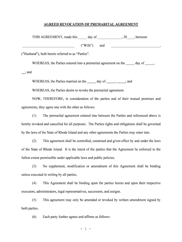 By the Laws of the State of Rhode Island and Any Other Agreements the Parties May Enter into  Form