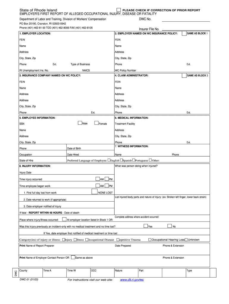 State of Rhode Island Department of Labor and Training  Form