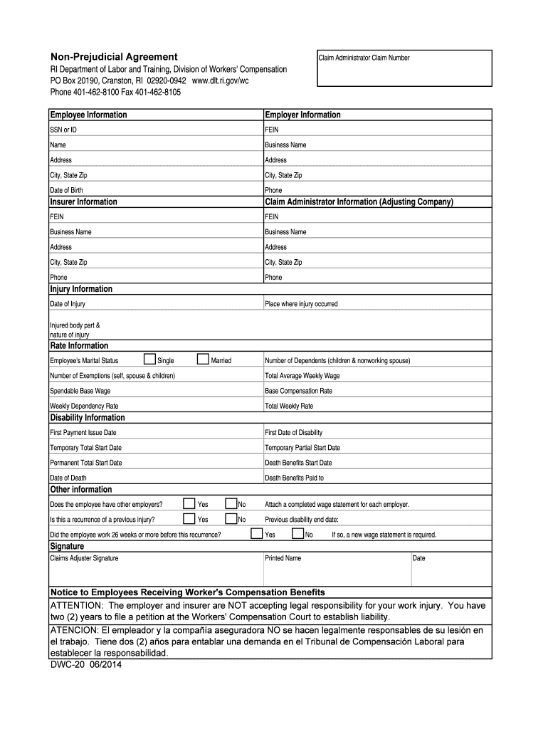 Certificate of Dependency Form DWC 04 Rhode Island