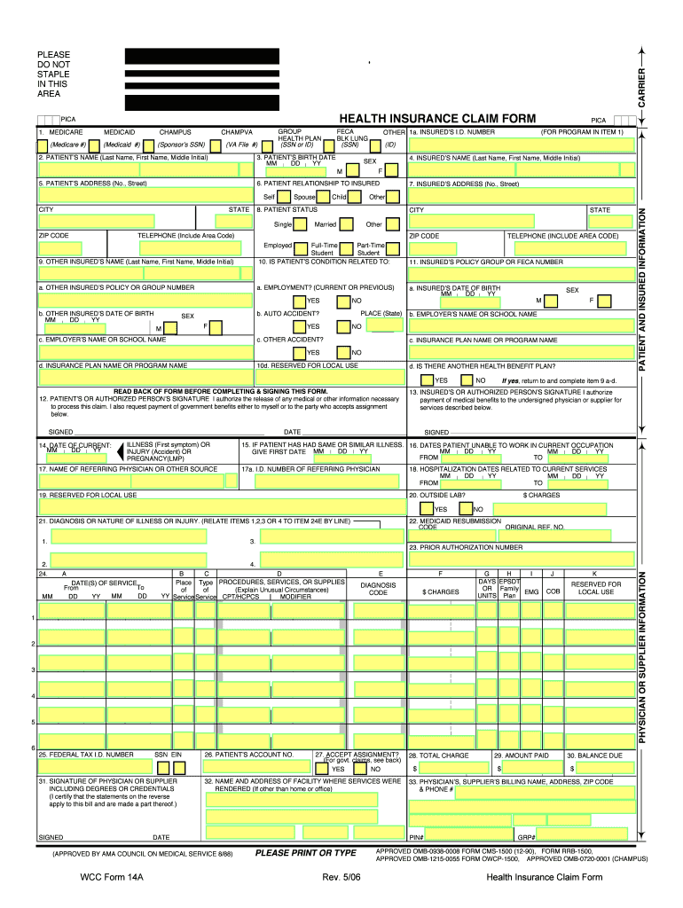 Fillable Online Dol DOL ESA Forms Owcp 1500 Dol Fax