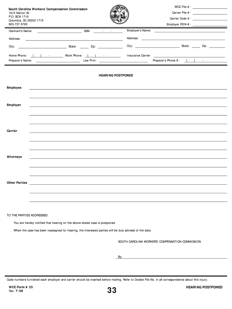61A South Carolina Workers' Compensation Commission  Form