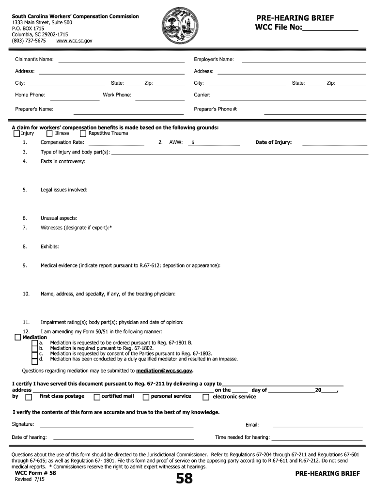 Contact UsWorkers' Compensation Commission South  Form