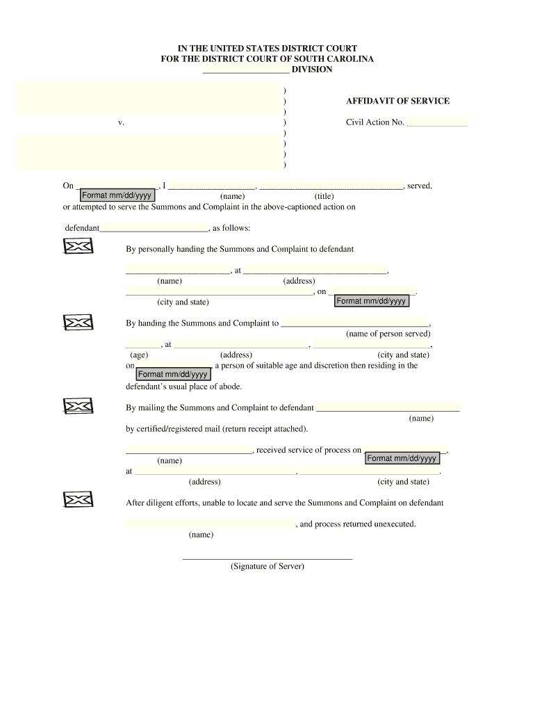 Civil Rules District of South Carolina United States Courts  Form