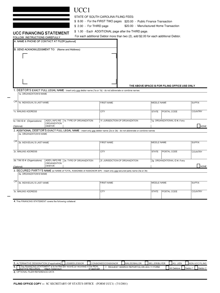 Ucc Financing Statement Ucc 1 Cherokee County  Form