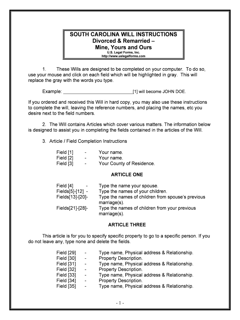 South Carolina Last Will and Testament US Legal Forms