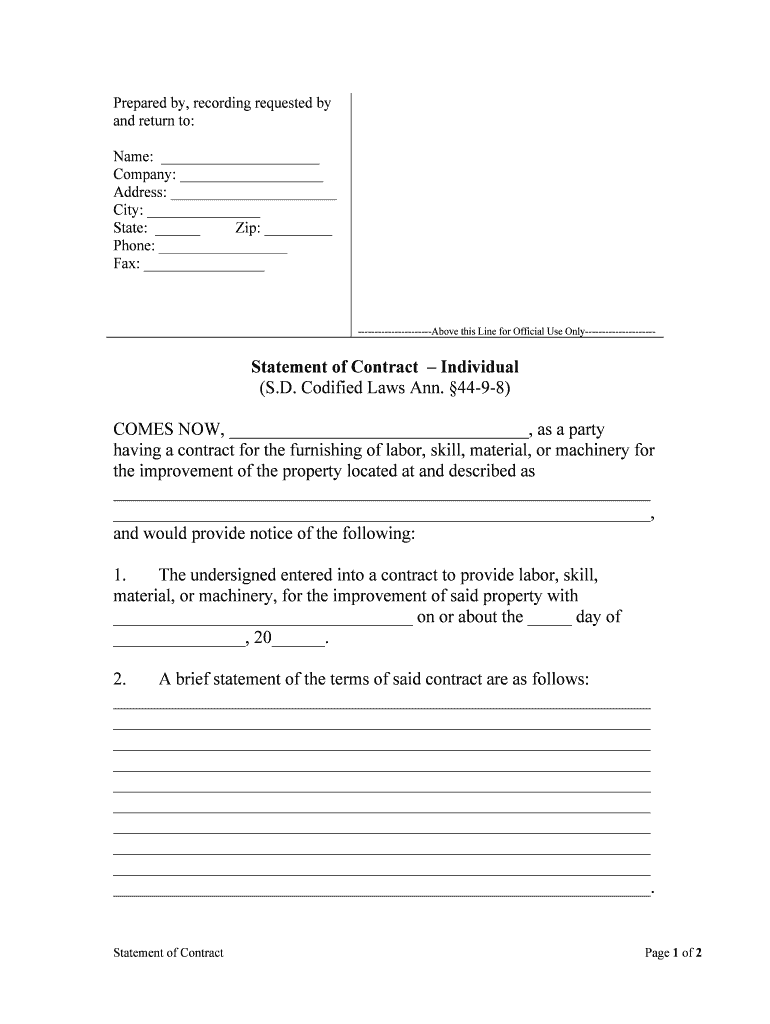 Statement of Contract Individual  Form