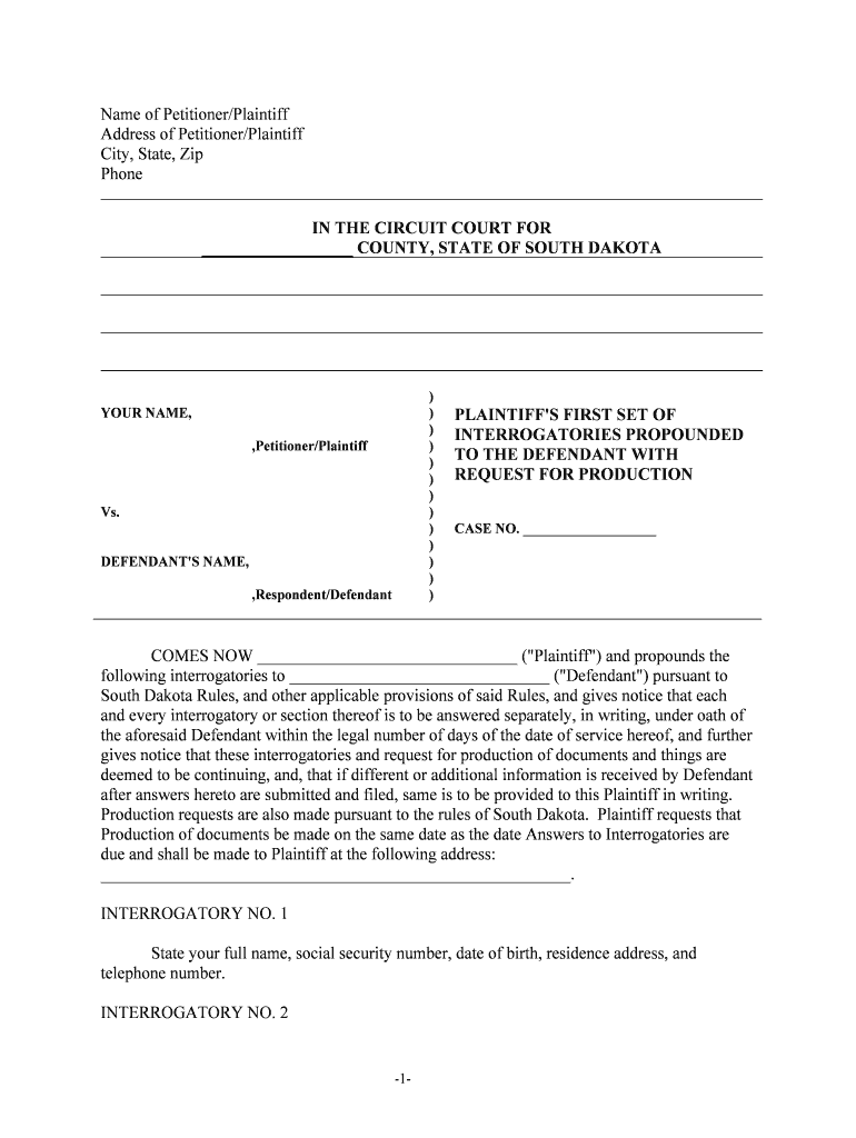 Petition for Modification Form SD DSS State of South Dakota