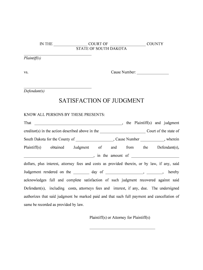 State of South Dakota Circuit Court  Form