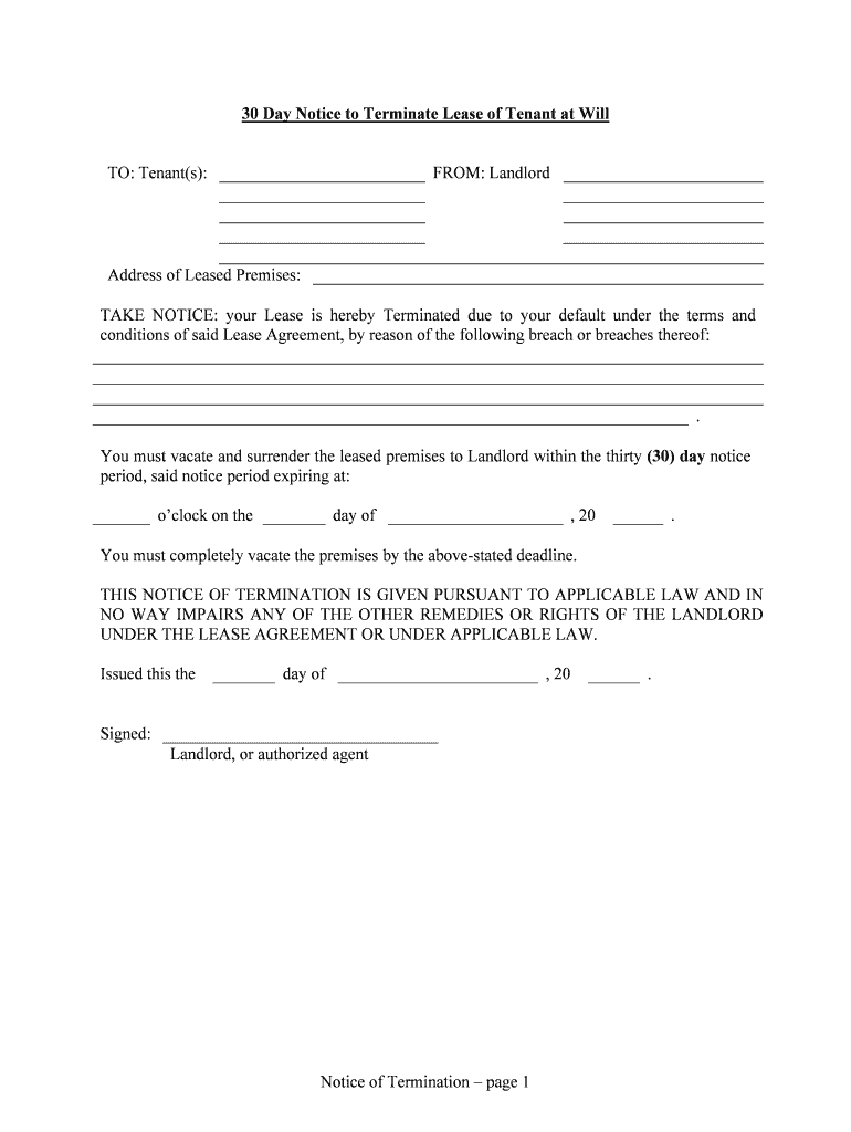 How to Get Out of a Month to Month Lease Without a 30 Day 30 Day Notice Community ActionTenant Didn't Move Out at the End of the  Form