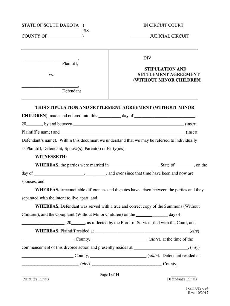 Download South Dakota Affidavit of Plaintiff and Defendant  Form