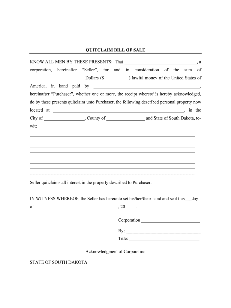 City of , County of and State of South Dakota, Towit  Form