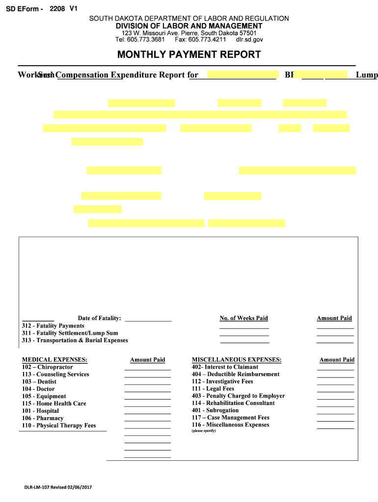 Claim of Unpaid Wages State of South Dakota  Form