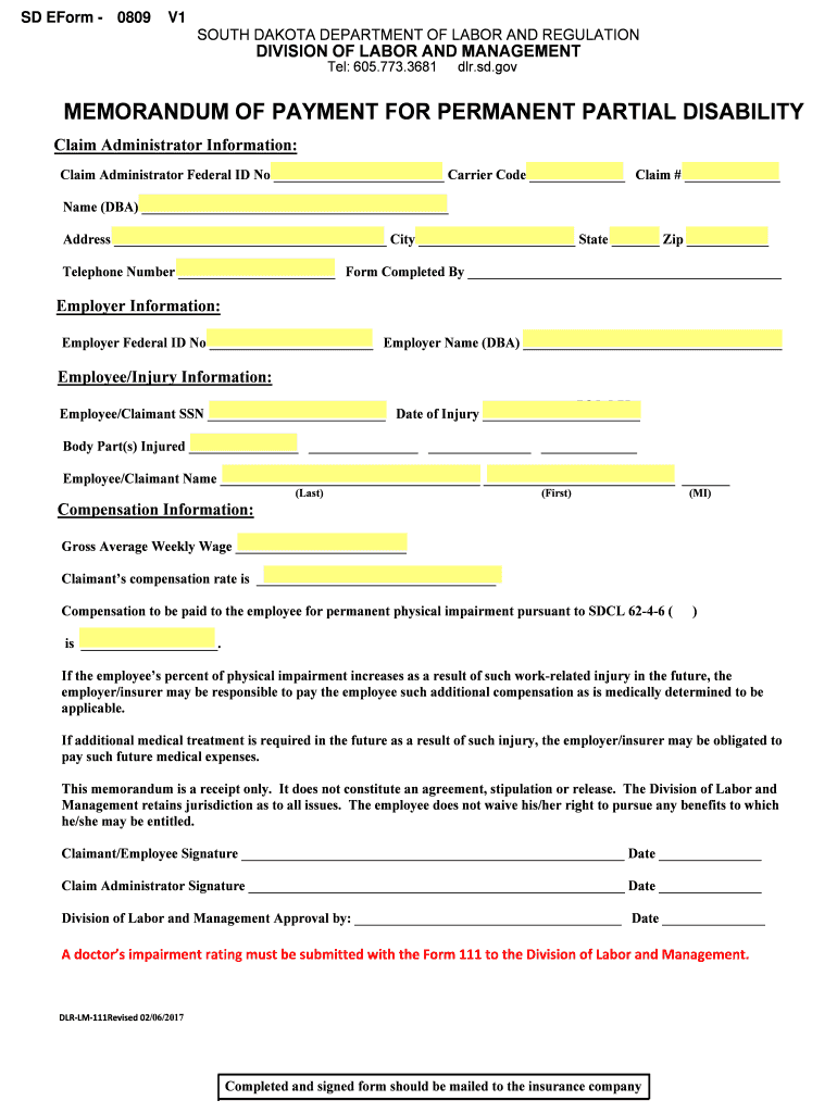 Form 107 Monthly Payment Report State of South Dakota