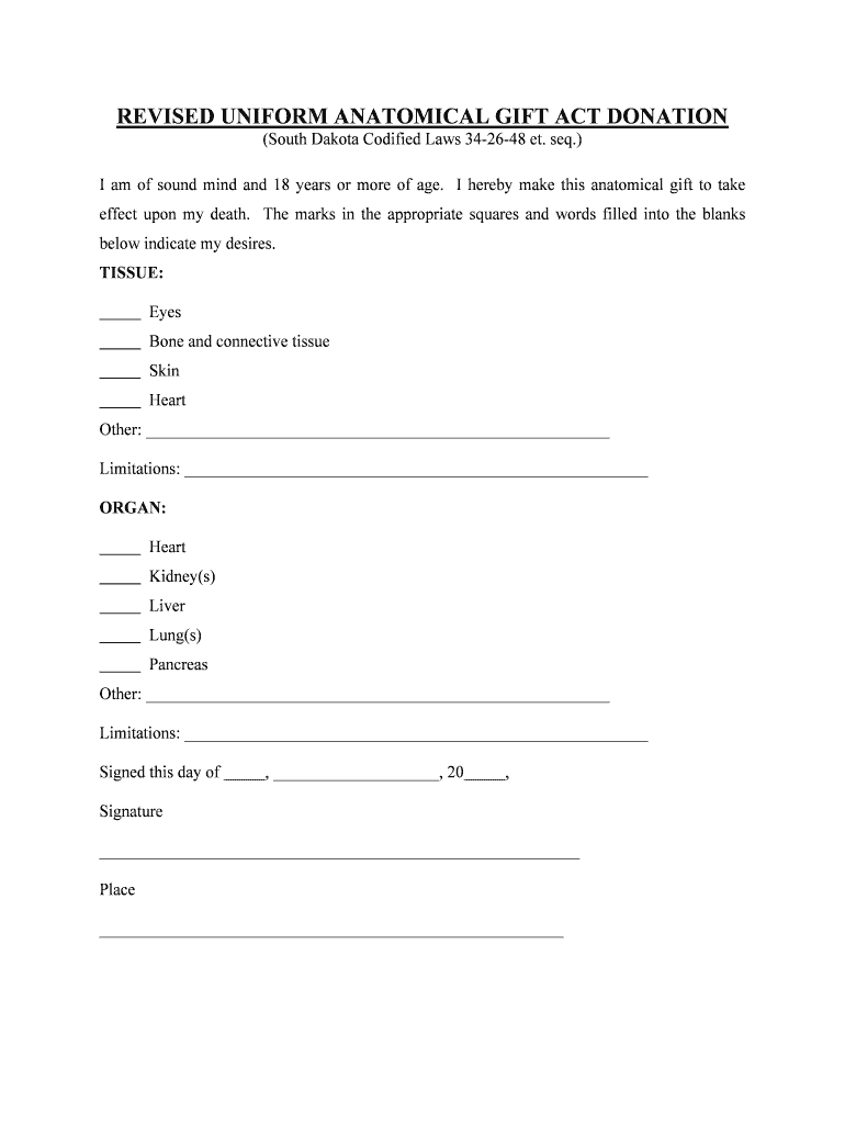 SDLRC Codified Law 34 26 SD Legislature  Form