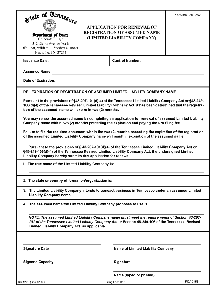 REGISTRATION of ASSUMED NAME  Form