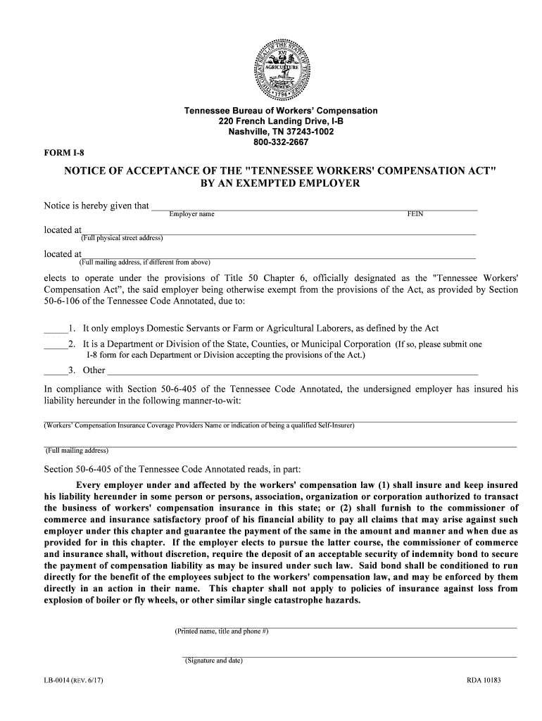 Fillable Online Exempt Employer Notice of Acceptance Form I 8 Fax