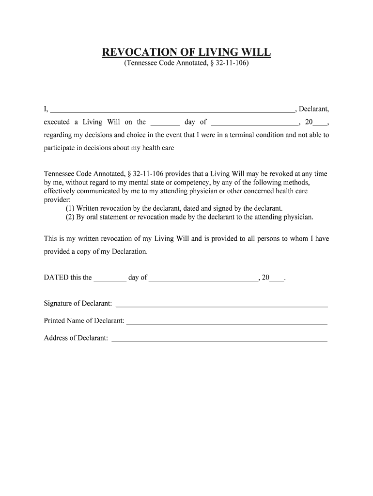 Tennessee Code Annotated, 32 11 106  Form