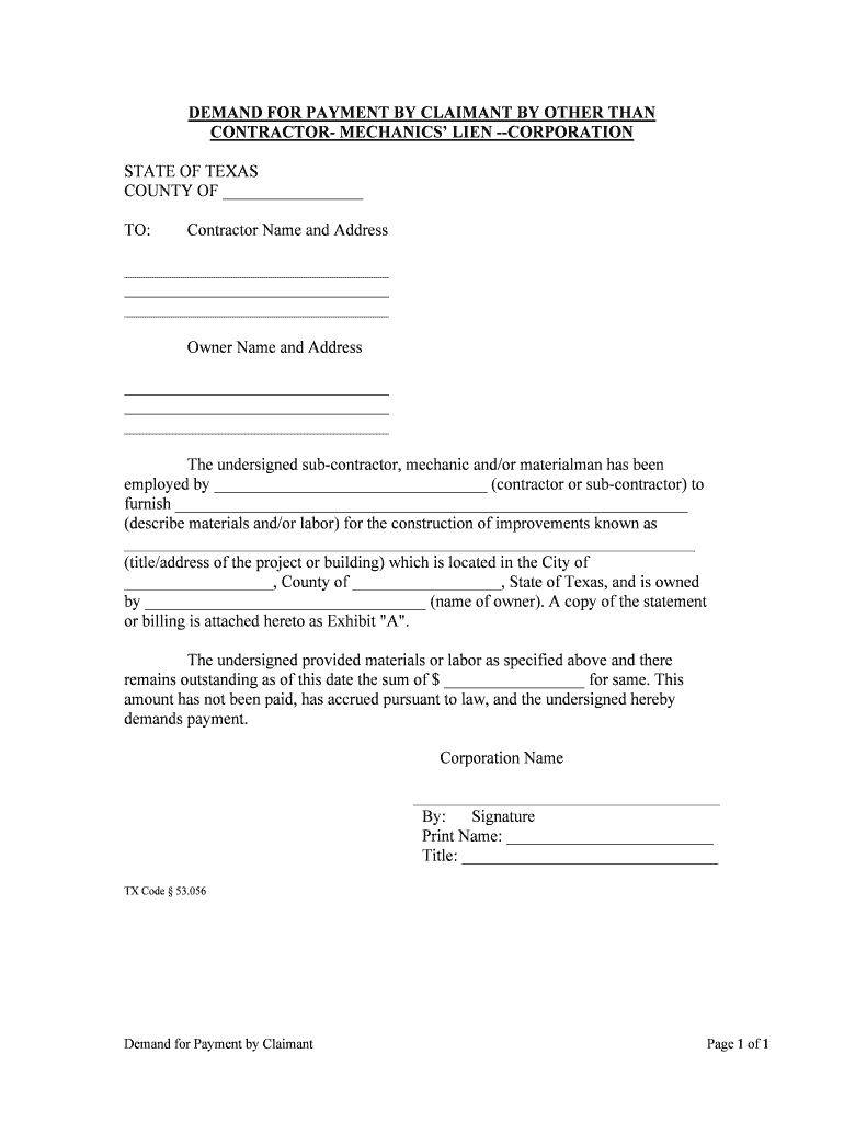 Texas State Lien Law Summary Levyvon BeckComstock  Form