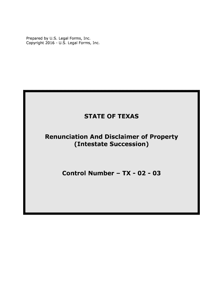 Texas Renunciation and Disclaimer of US Legal Forms