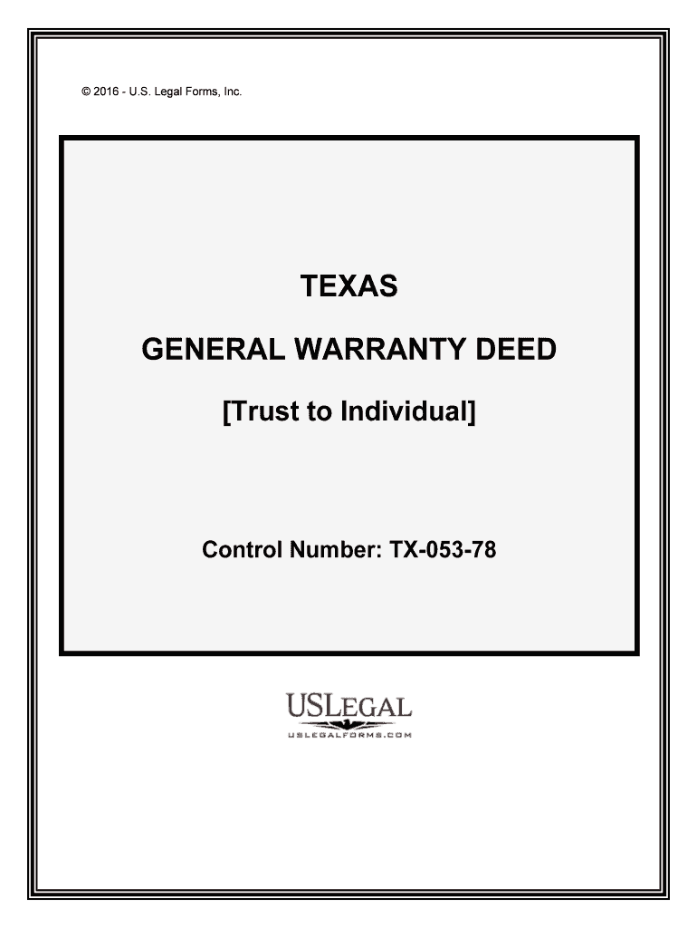 Control Number TX 053 78  Form