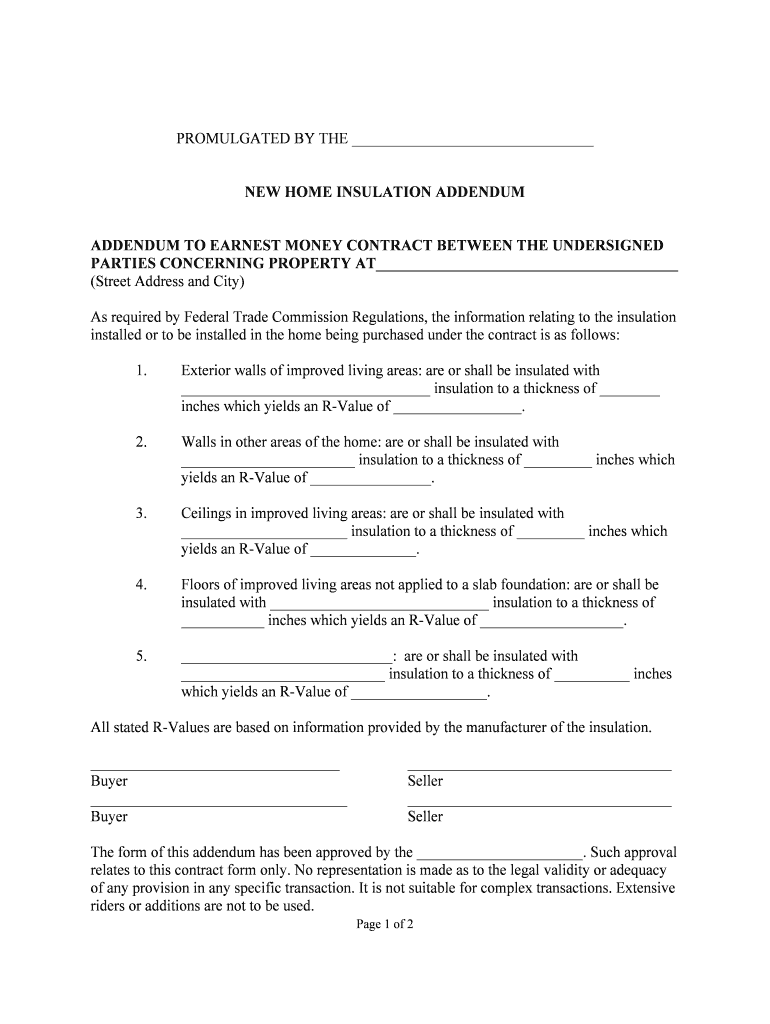 NEW HOME INSULATION ADDENDUM  Form