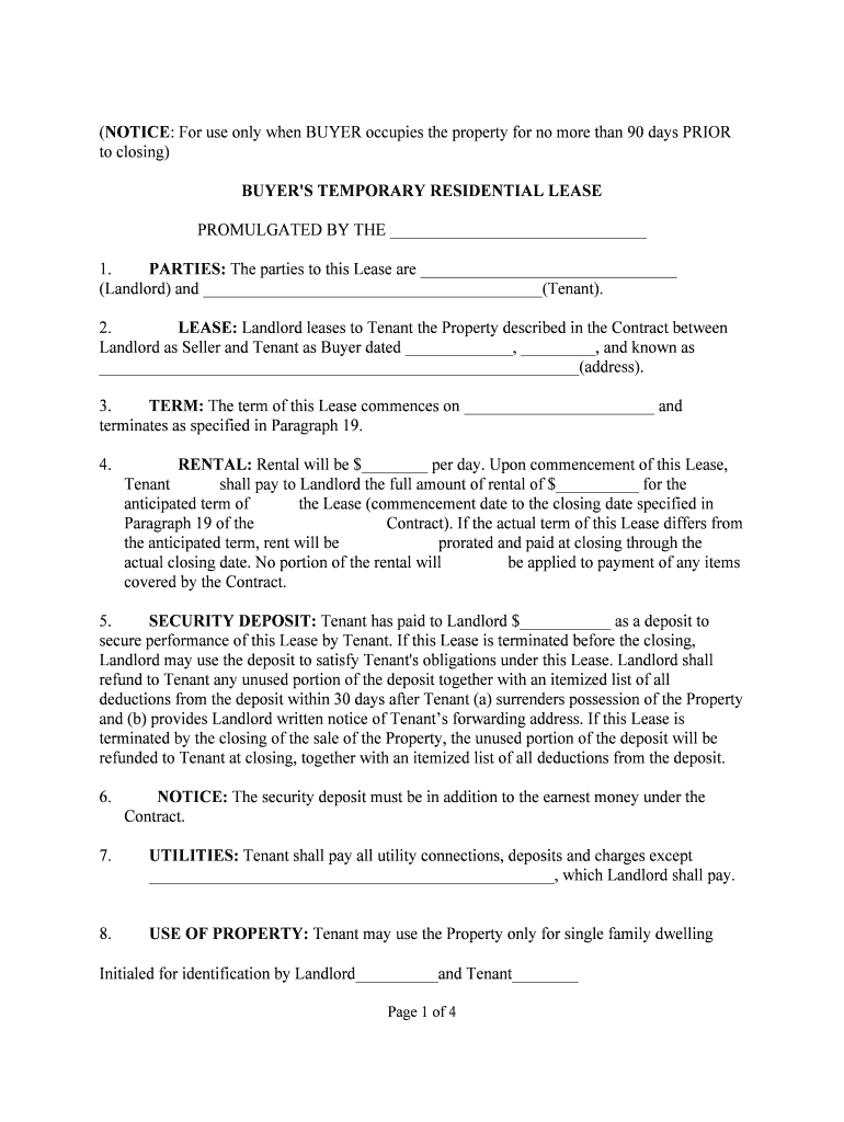 Trec No 16 5 Buyer's Temporary Residential Lease Solid Realty  Form