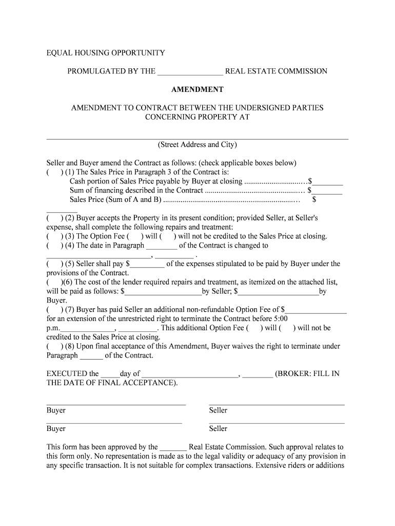 Trec No 39 8, Amendment Texas Gov  Form