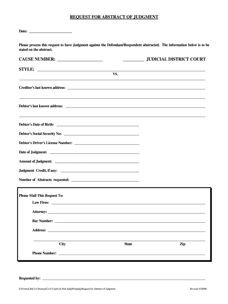 Request for Abstract of Judgment PDF  Form