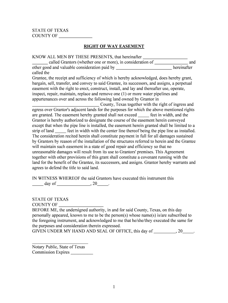 UTILITY EASEMENT and RIGHT of WAY the STATE of  Form