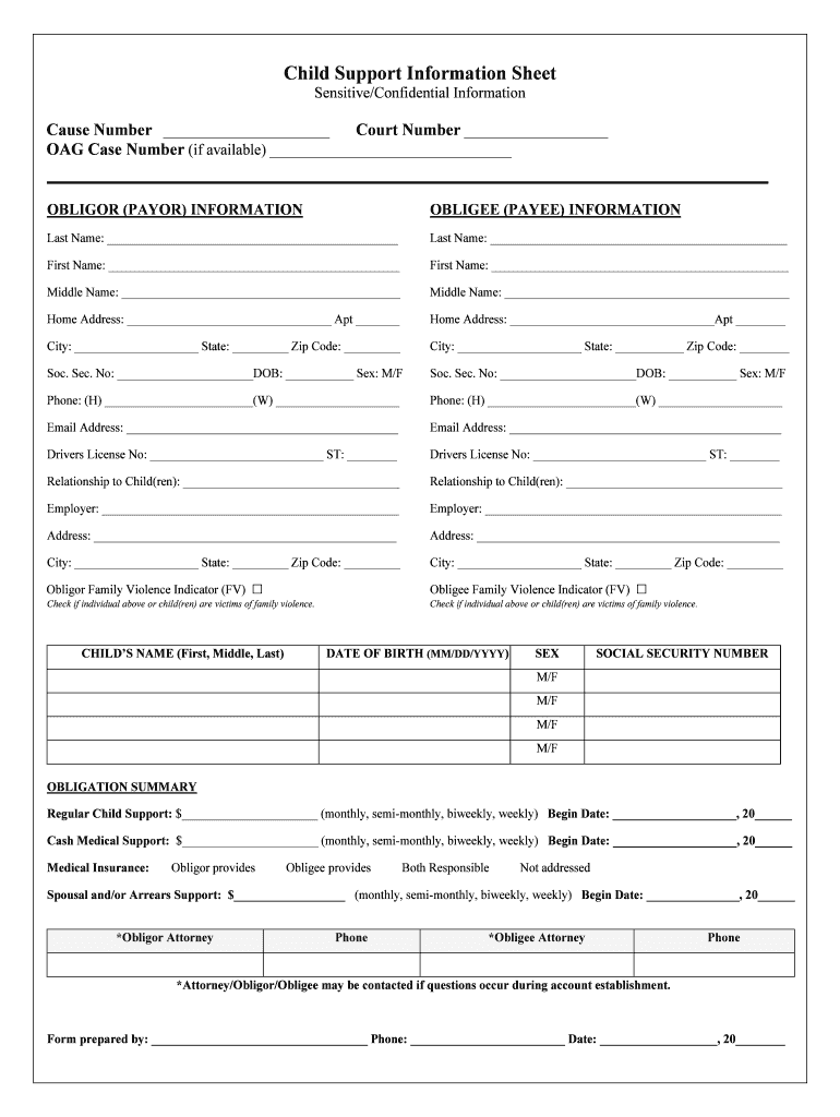 Child Support Information Sheet