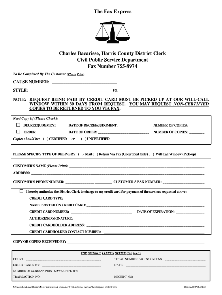 Fax Express Order Form PDF