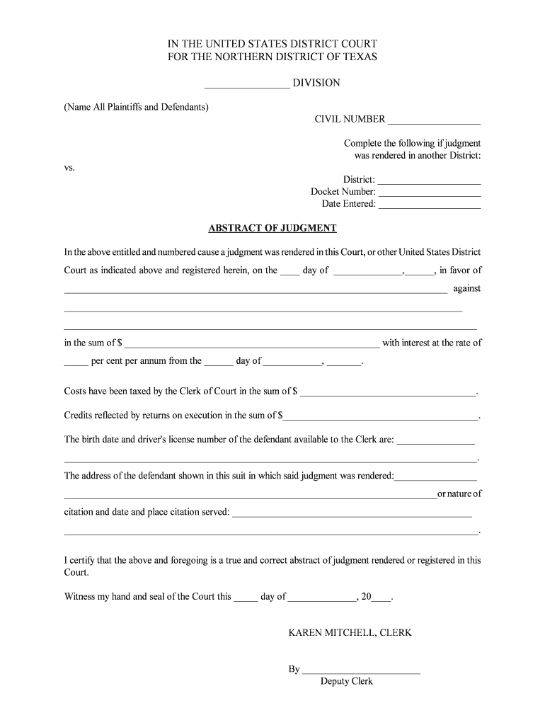 Name All Plaintiffs and Defendants  Form