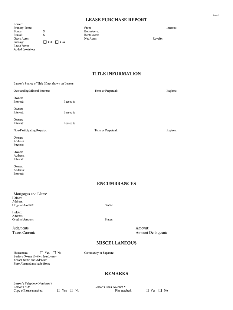 LEASE PURPOSE REPORT  Form