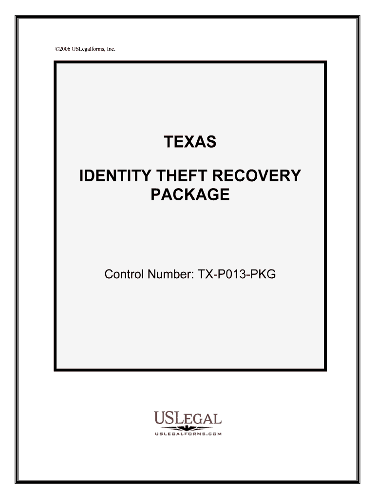 Control Number TX P013 PKG  Form