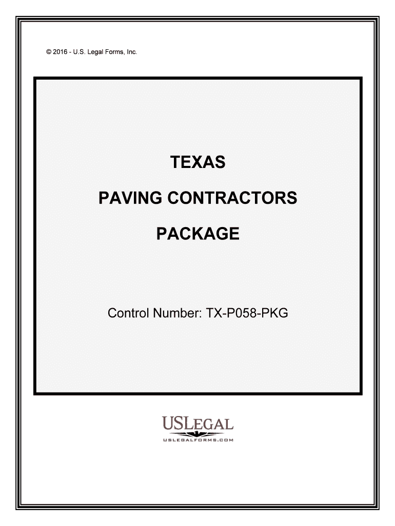 Control Number TX P058 PKG  Form