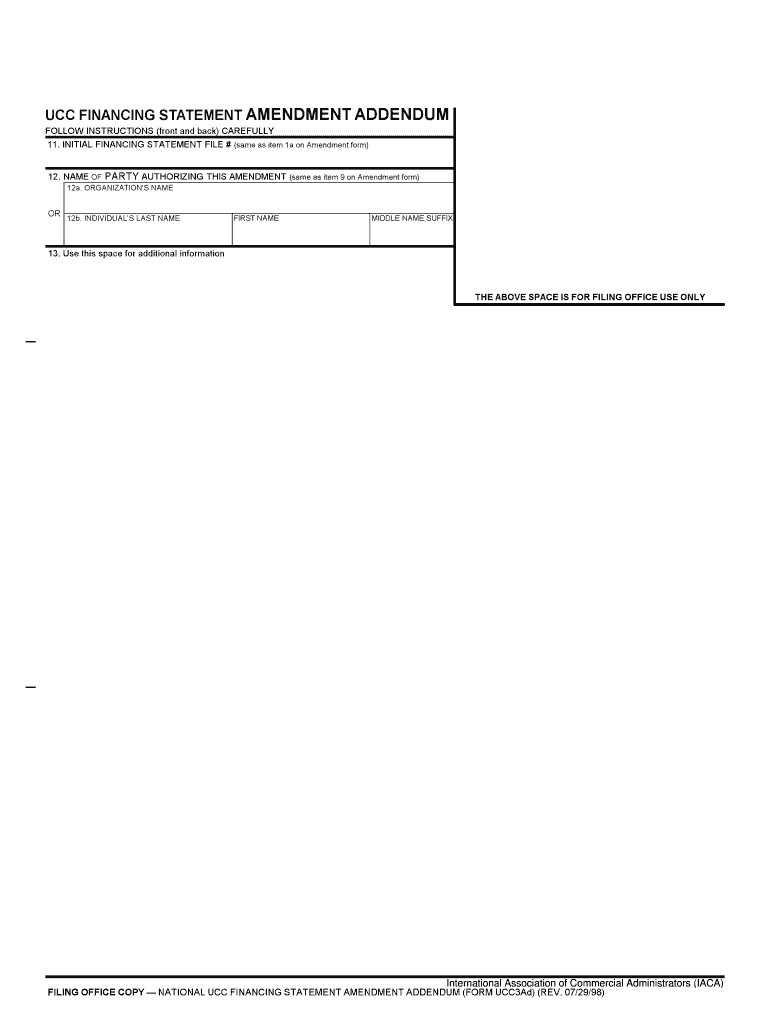 UCC Financing Statement Amendment Addendum Justia  Form